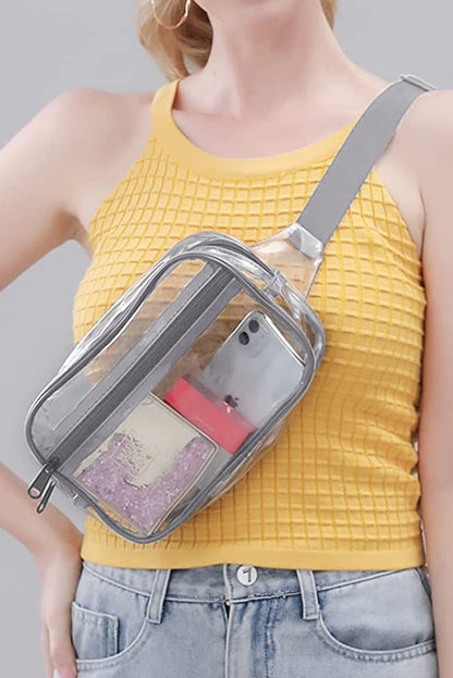 Yellow Clear PVC Adjustable Strap Crossbody Bag