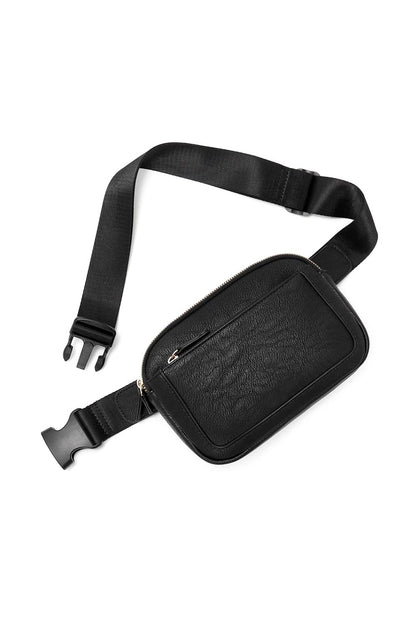 Black Minimalist Multi-zipped Crossbody Bag