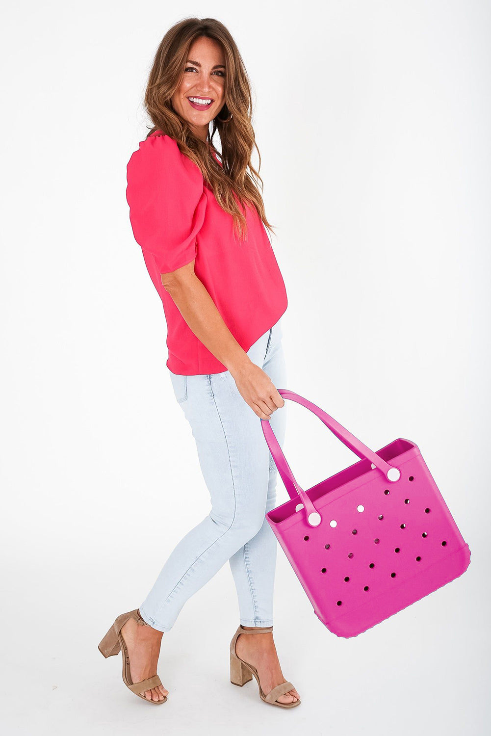 Red Waterproof Hollow Out Tote Bag