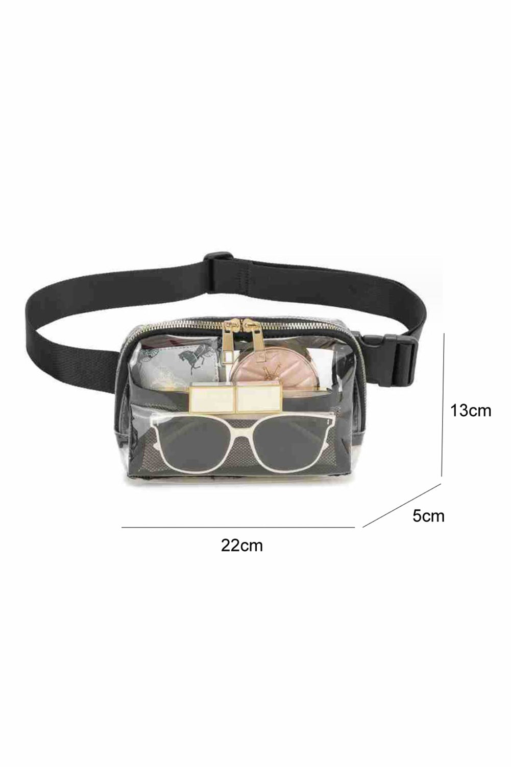 Brown Adjustable Straps Zipper Clear Waist Bag