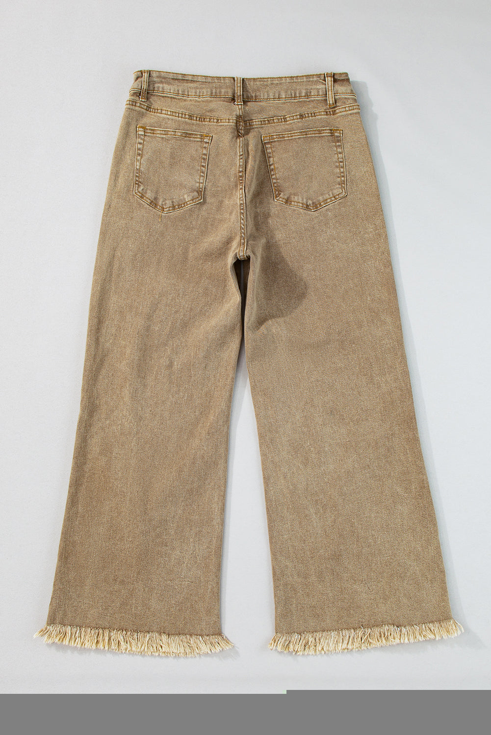 Light French Beige Acid Washed High Rise Cropped Wide Leg Jeans