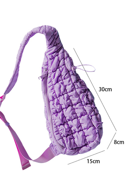 Bright Pink Marshmallow Quilted Drawstring Decor Crossbody Bag