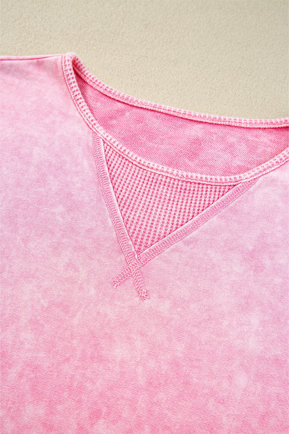 Strawberry Pink Mineral Wash Exposed Seam Drop Shoulder Oversized Tee