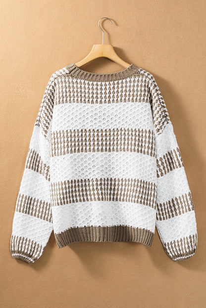 Multicolour Vertical Stripes Two Tones Drop Shoulder Sweater