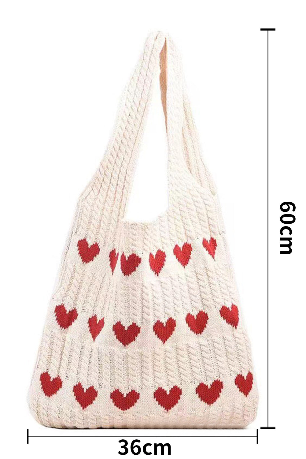 Blue Heart Pattern Knit Shoulder Bag