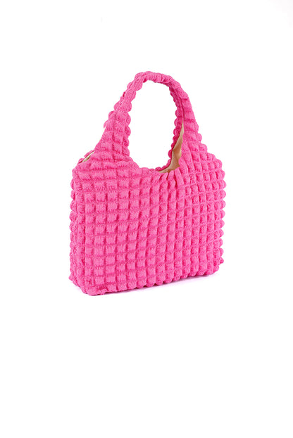 Green Textured Pleated Bubble Shoulder Bag