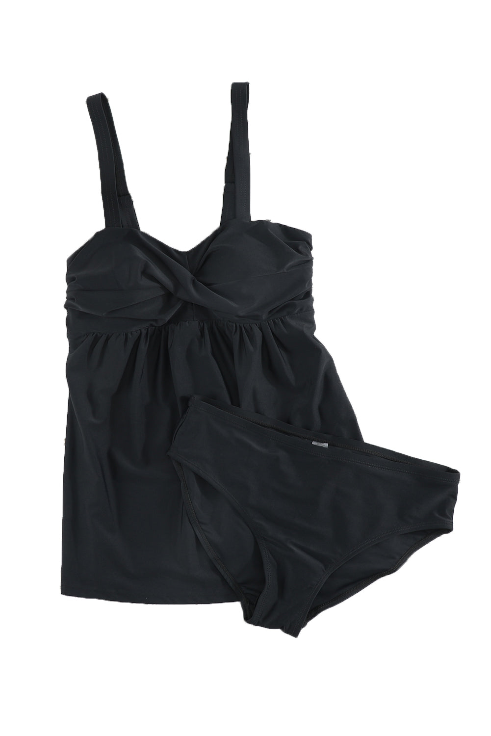 Navy Blue Ruched Swing Tankini Swimsuit