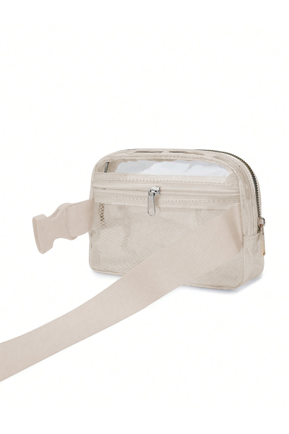 Brown Adjustable Straps Zipper Clear Waist Bag