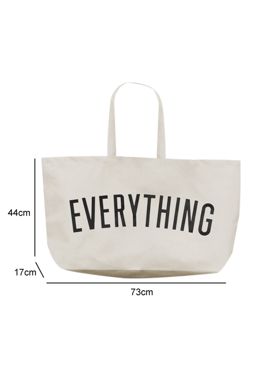 White 73*17*44cm EVERYTHING Letter Print Large Canvas Tote Bag