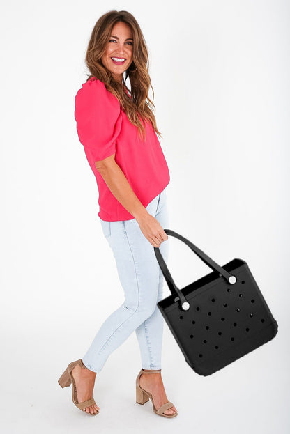 Red Waterproof Hollow Out Tote Bag