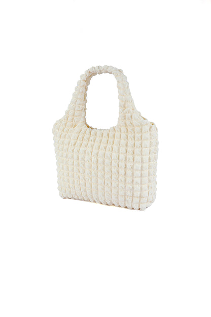 Green Textured Pleated Bubble Shoulder Bag