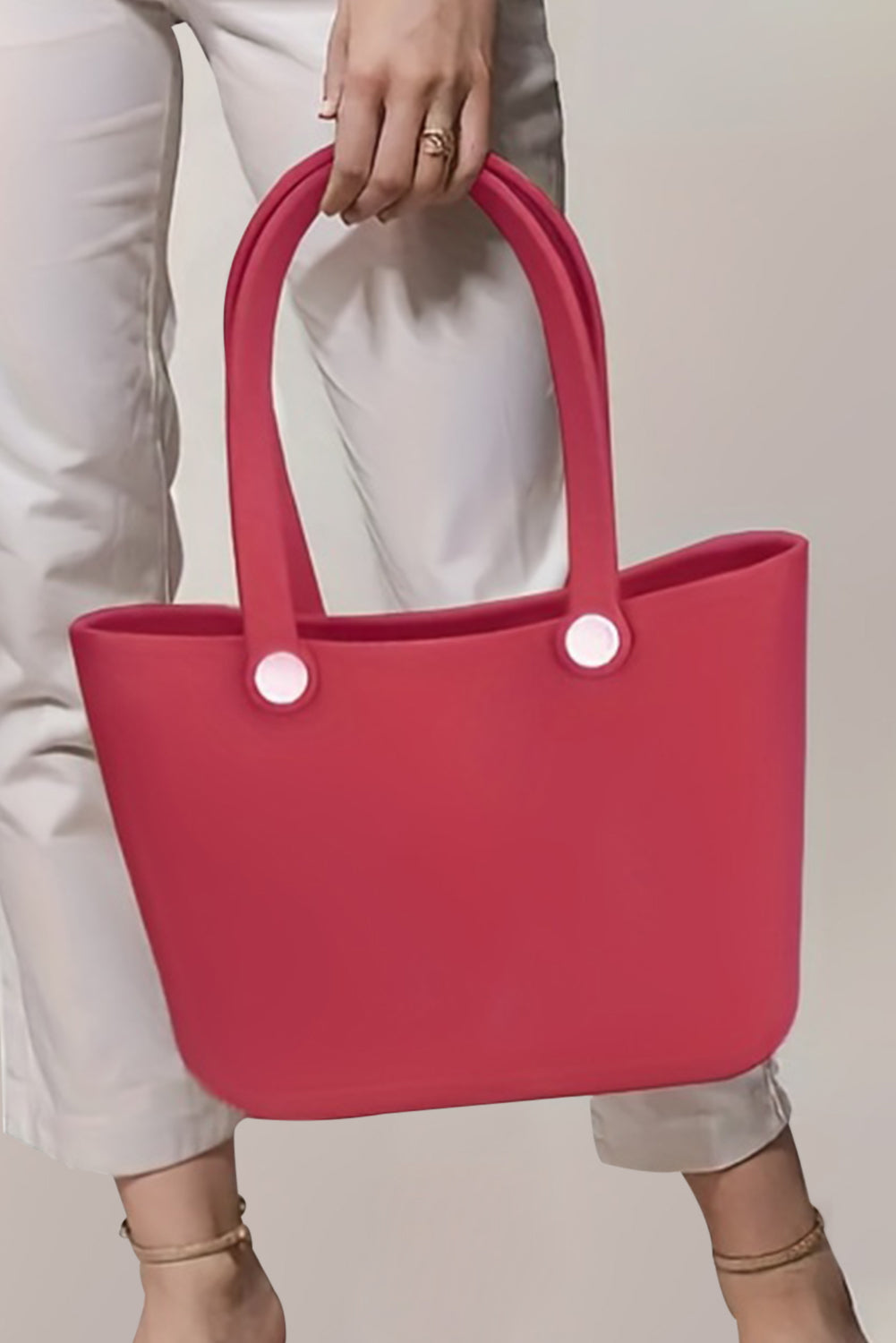 Fiery Red Waterproof Eva Rubber Portable Tote Bag