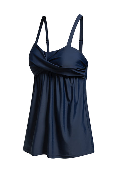 Navy Blue Ruched Swing Tankini Swimsuit