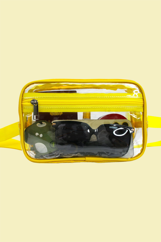 Yellow Clear PVC Adjustable Strap Crossbody Bag