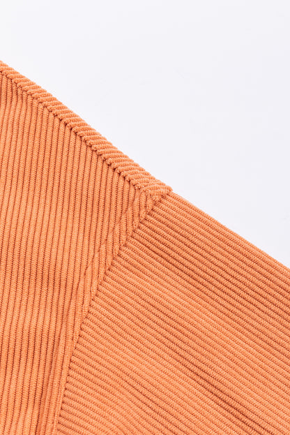 Orange Ribbed Corded Oversized Sweatshirt