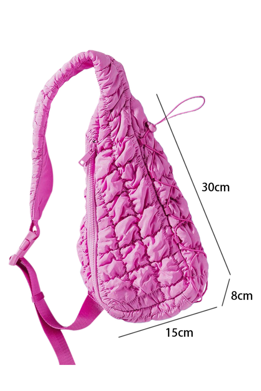 Bright Pink Marshmallow Quilted Drawstring Decor Crossbody Bag